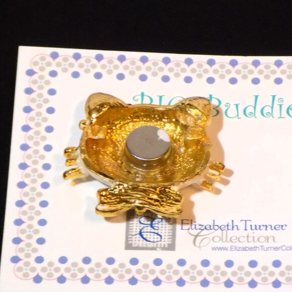 2 New Elizabeth Turner Big Buddies Magnetic Needle Minders - Kitty Brooches - Picture 6 of 7